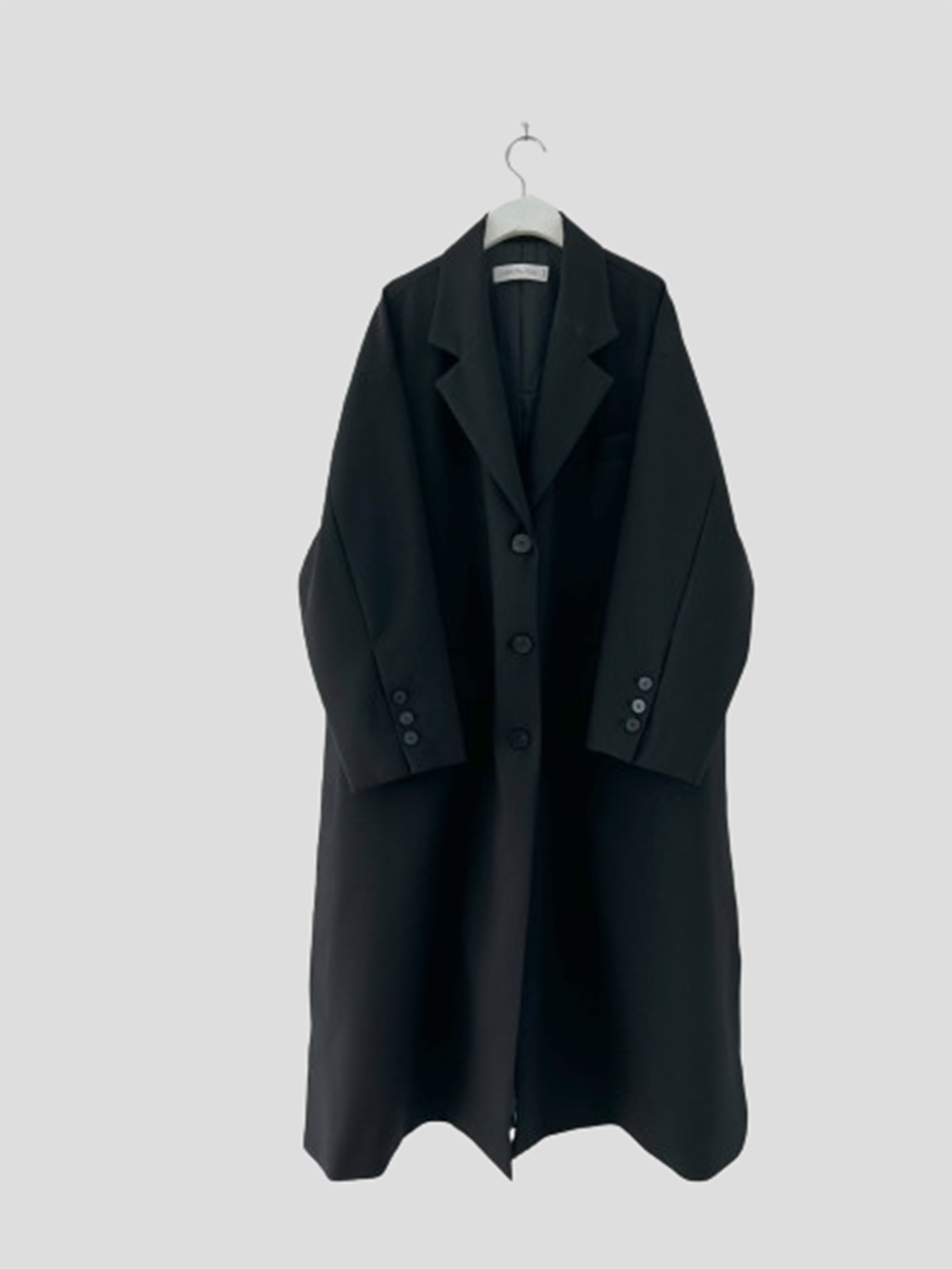 Side Slit Maxi Coat With Black